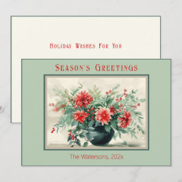 Elegante Vintage Winter Floral Urlaubskarte Feiertagskarte