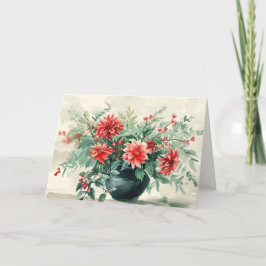 Elegante Vintage Winter florale Faltenkarte Feiertagskarte