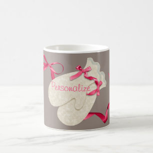 Elegante Vintage-Winterhandschuhe mit Bandspitze  Kaffeetasse