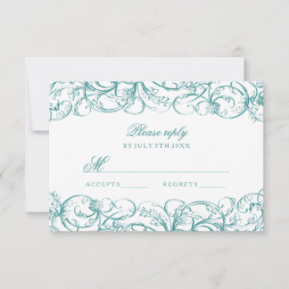 Elegante Vintage-Wirbel-Hochzeit-RSVP-Karten RSVP Karte