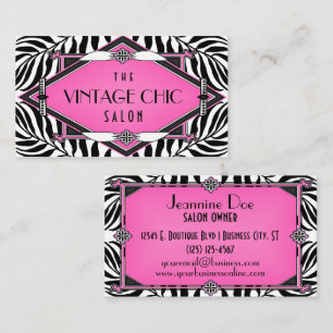 Elegante Vintage-Zebra-Art-Deco-Rosa-Diamant Visitenkarte