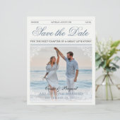 Elegante Vintage ZeitungsWedding retten das Datum (Stehend Vorderseite)