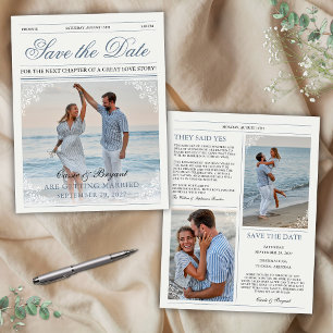 Elegante Vintage ZeitungsWedding retten das Datum