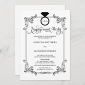 Elegante Vintage Zierbindungspartei Einladung (Vorne/Hinten)