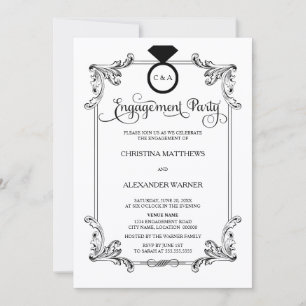 Elegante Vintage Zierbindungspartei Einladung
