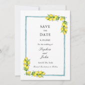 Elegante Vintage Zitronen Save the Date (Vorderseite)
