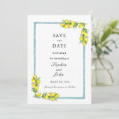Elegante Vintage Zitronen Save the Date (Stehend Vorderseite)