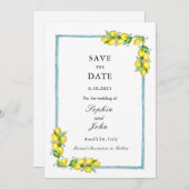 Elegante Vintage Zitronen Save the Date (Vorne/Hinten)