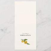 Elegante Vintage Zitrusfrüchtehochzeit Menükarte (Rückseite)