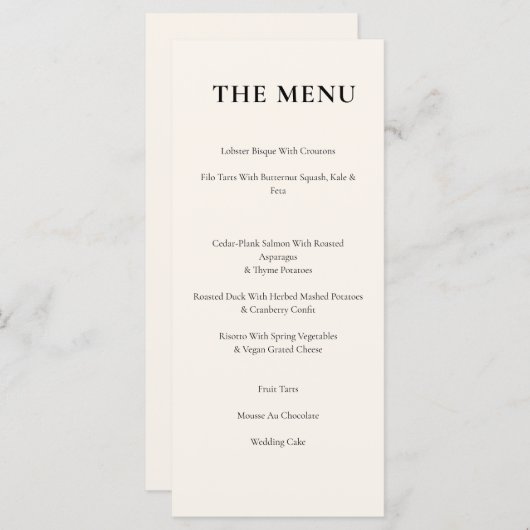 Elegante Vintage Zitrusfrüchtehochzeit Menükarte (Vorne/Hinten)