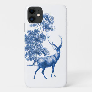 Elegante Vintageblaue Toile-Hirsche im Wald Case-Mate iPhone Hülle