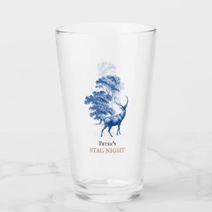 Elegante Vintageblaue Toile-Hirsche im Wald Glas