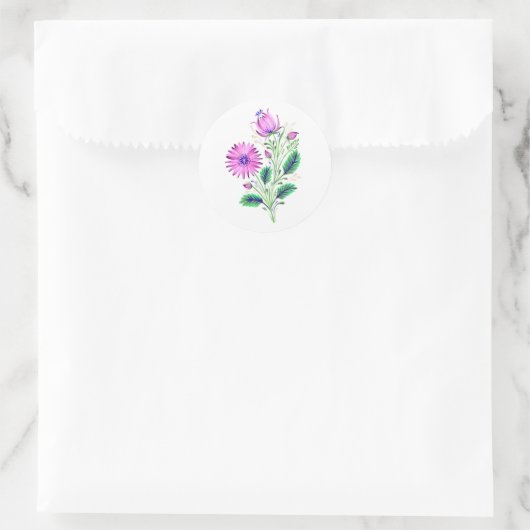 Elegante Violet-Blume Runder Aufkleber (Tasche)