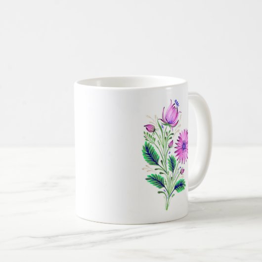 Elegante Violet Blume Tasse (VorderseiteRechts)