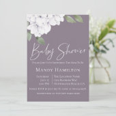 Elegante Violet Floral Baby Dusche Einladung (Stehend Vorderseite)