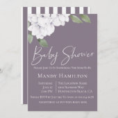 Elegante Violet Floral Baby Dusche Einladung (Vorne/Hinten)