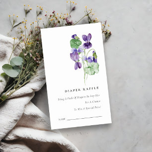 Elegante Violet Floral Diaper Raffle Baby Dusche Begleitkarte