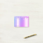 Elegante Violet Glitzer Tropfen Post-it Klebezettel (Auf Schreibtisch)