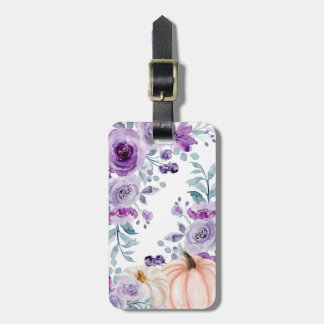 Elegante Violet Lila Blumenpumpen Wasserfarbe Gepäckanhänger