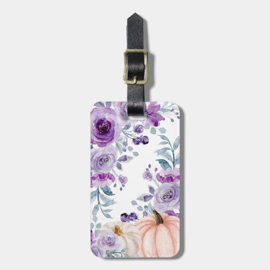 Elegante Violet Lila Blumenpumpen Wasserfarbe Gepäckanhänger (Vorderseite vertikal)