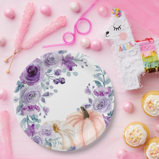 Elegante Violet Lila Blumenpumpen Wasserfarbe Pappteller (Party)