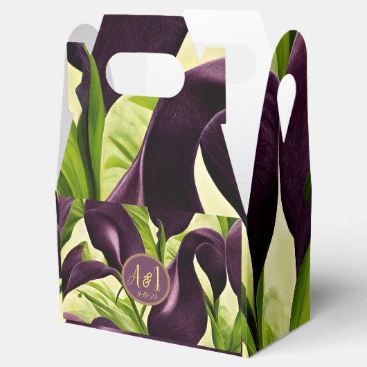 Elegante Violet Lila Calla Lilies Wedding Geschenkschachtel (Geöffnet)