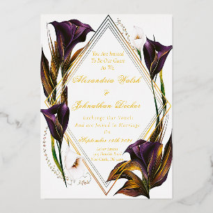 Elegante Violet Lila Calla Lilly Folieneinladung