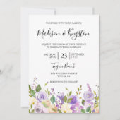 Elegante Violet Lila Champagne Blume Hochzeit Einladung (Vorderseite)