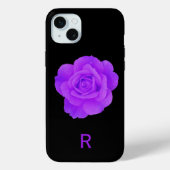 Elegante Violet Lila Monogram Dark Floral Rose Case-Mate iPhone Hülle (Rückseite)
