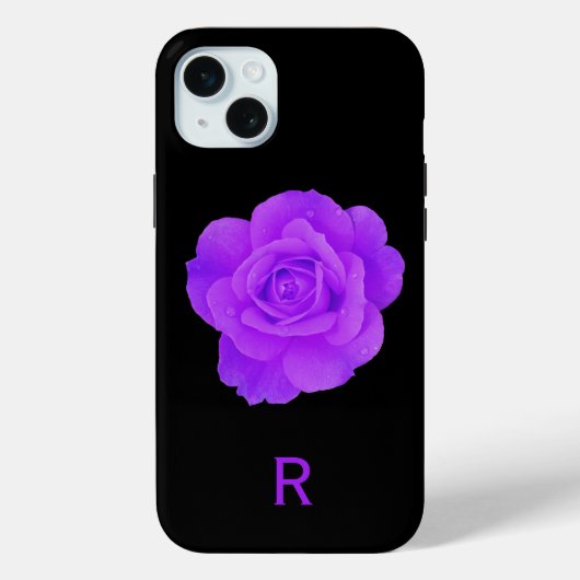 Elegante Violet Lila Monogram Dark Floral Rose Case-Mate iPhone Hülle (Rückseite)