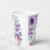 Elegante Violet Lila Pumpkin Flora Wasserfarbe Pappbecher (Rechts)