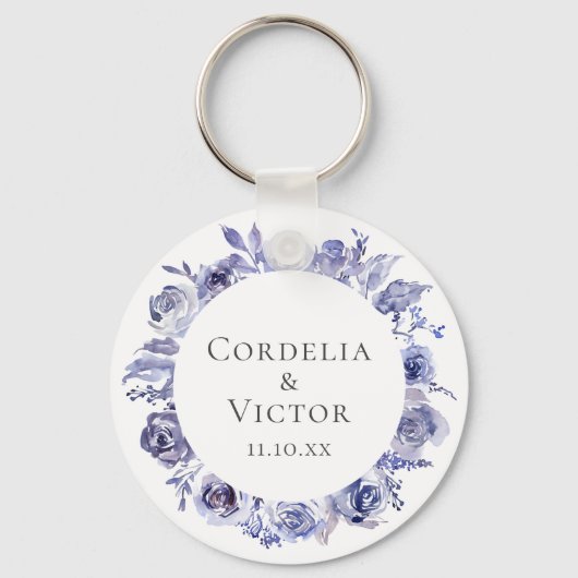 Elegante Violet Lila Rose Blumenzehen Schlüsselanhänger (Vorderseite)