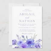 Elegante Violet Lila Watercolor Hochzeit Einladung (Vorderseite)