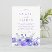 Elegante Violet Lila Watercolor Hochzeit Einladung (Stehend Vorderseite)