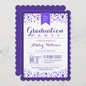 Elegante Violet Lila & White Graduation Party Einladung (Vorne/Hinten)