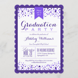 Elegante Violet Lila & White Graduation Party Einladung