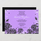 Elegante Violet-Rose Baby-Naming-Hebräisch Einladung (Vorne/Hinten)