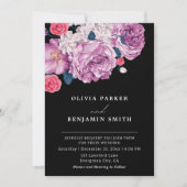 Elegante Violet Rose Lila Schwarze Hochzeit Einladung (Vorderseite)