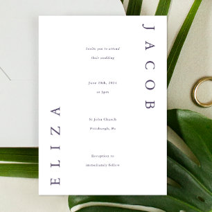 Elegante Violet Typografie Einfaches Foto Hochzeit Einladung