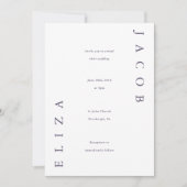 Elegante Violet Typografie Einfaches Foto Hochzeit Einladung (Vorderseite)
