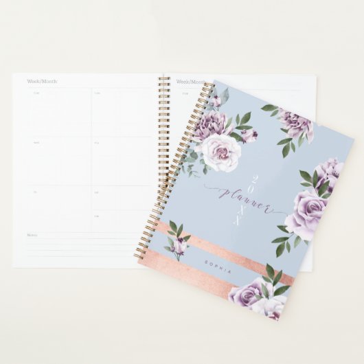 Elegante Violet Watercolor Florals Rose Planer (Anzeige)