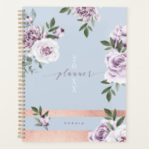 Elegante Violet Watercolor Florals Rose Planer