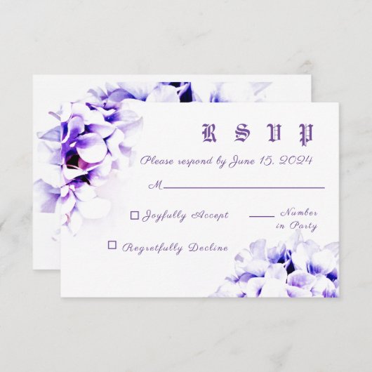 Elegante Violets Response Card RSVP Karte (Vorne/Hinten)