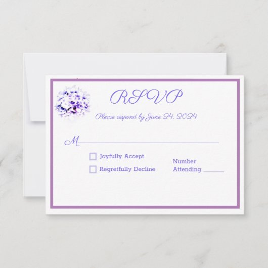 Elegante Violets Response Card RSVP Karte (Vorderseite)