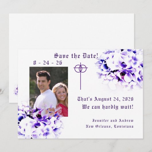 Elegante Violets Save the Date (Vorne/Hinten)