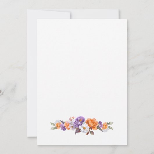 Elegante Violett-Blumen Hochzeit Einladung (Rückseite)