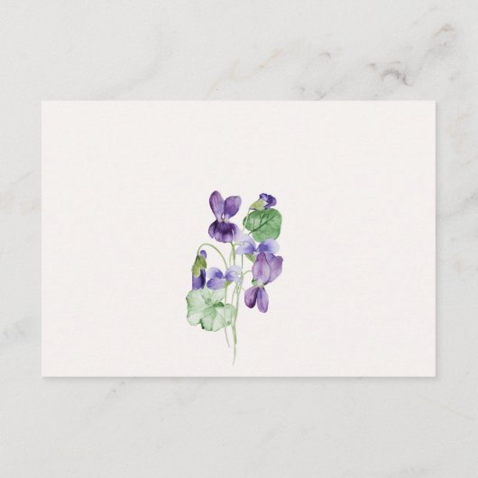 Elegante Violett-Blumenempfehlung für Mama-Babydus Begleitkarte (Rückseite)