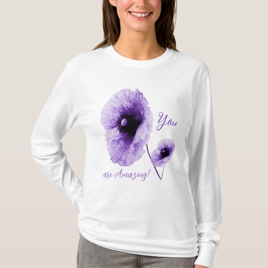 Elegante Violett-Flora-Ärmel T-Shirt (Vorderseite)