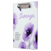 Elegante Violett-Floral-Zwischenablage anpassbar Klemmbrett (Links)