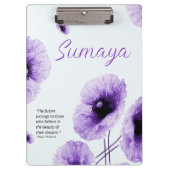 Elegante Violett-Floral-Zwischenablage anpassbar Klemmbrett (Vorderseite)